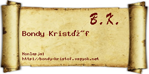 Bondy Kristóf névjegykártya